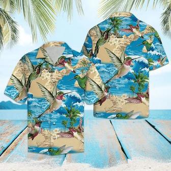 Hummingbird On Beach Summer Blue Wave Pattern Hawaiian Shirt For Men And Women Summer Gifts | Newhawaiianshirts UK