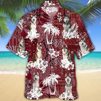 Husky Red Hawaiian Shirt, Gift For Dog Lover Shirts, Men's Hawaiian Shirt, Summer Hawaiian Aloha Shirt Summer Gifts | Newhawaiianshirts UK