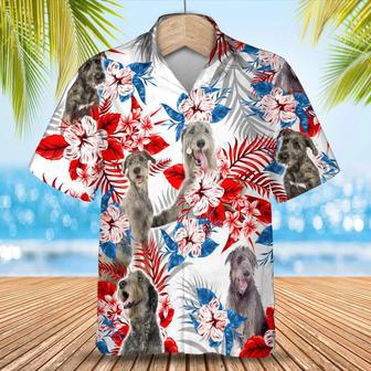 Irish Wolfhound American Flag Hawaiian Shirt, Summer Aloha Shirt, Men Hawaiian Shirt, Gift For Summer Summer Gifts | Newhawaiianshirts UK