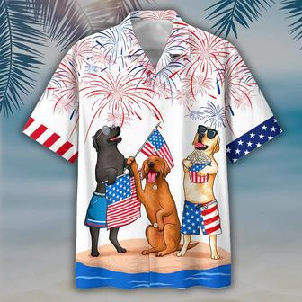 Labrador Hawaiian Shirt- Independence Day Hawaiian Shirt, Usa Patriotic Hawaiian Shirt Summer Gifts | Newhawaiianshirts UK