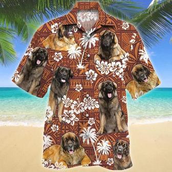 Leonberger Dog Red Tribal Pattern Hawaiian Shirt, Funny Dog, Dog Lover Hawaiian Shirt For Men Summer Gifts | Newhawaiianshirts CA