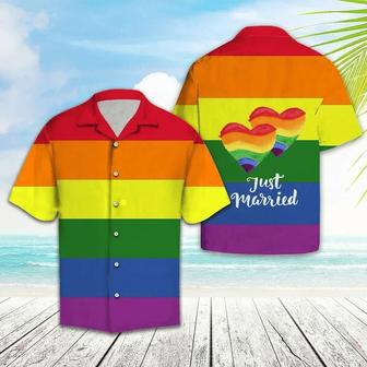 Lgbt Love Is Love Again Just Married Heart Shape Themed Hawaiian Shirt Summer Gifts | Newhawaiianshirts UK