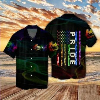 Lgbt Pride Flag Hawaiian Shirt, Lgbt Gift, Lgbt Month, Gay Lesbian Bisexual Trans Flag Summer Gifts | Newhawaiianshirts UK