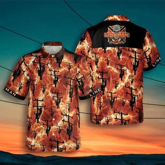 Lineman Red Hawaiian Shirt Summer Gifts | Newhawaiianshirts UK