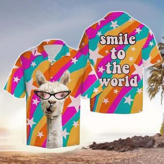 Llama Smile To The World Hawaiian Shirt Summer Gifts | Newhawaiianshirts