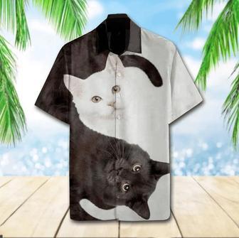 Lovely Cat Yin Yang Design Hawaiian Shirt For Men, Women, Gift For Cat Lovers Summer Gifts | Newhawaiianshirts DE