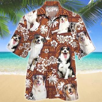 Lovely Design Australian Shepherd Dog Red Tribal Pattern Hawaiian Shirt Summer Gifts | Newhawaiianshirts