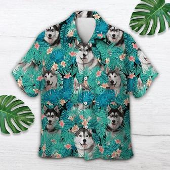 Lovely Siberian Husky In Tropical Palm Leaves Summer Hawaiian Shirt Summer Gifts | Newhawaiianshirts AU