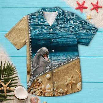 Lovely Zipper Ocean With Dolphin Hawaiian Shirt Summer Gifts | Newhawaiianshirts UK