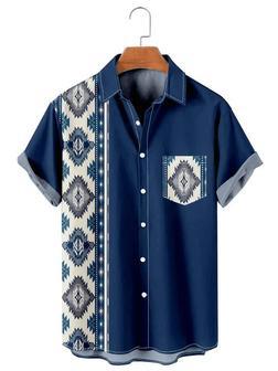 Men's Simple Ethnic Pattern Patchwork Casual Hawaiian Shirt Summer Gifts | Newhawaiianshirts UK