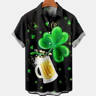 Men's St. Patrick's Day Beer Clover Print Hawaiian Shirt, Irish Day Hawaiian Shirt Summer Gifts | Newhawaiianshirts UK