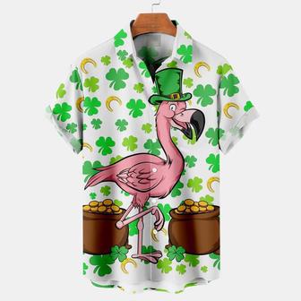 Men's St. Patrick's Day Fun Flamingo Hawaiian Shirt, Irish Day Hawaiian Shirt Summer Gifts | Newhawaiianshirts AU