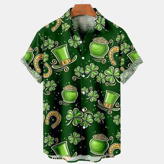 Men's St. Patrick's Day Shamrock Hat Hawaiian Shirt, Shamrock Shirt, Irish Day Hawaiian Shirt Summer Gifts | Newhawaiianshirts UK