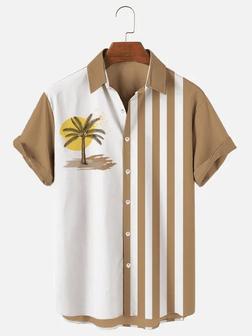 Men's Vintage Palm Tree Print Casual Short Sleeve Hawaiian Shirt Summer Gifts | Newhawaiianshirts UK