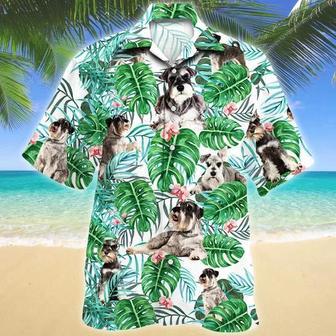 Miniature Schnauzer Dog Tropical Plant Montera Leaves Pattern Hawaiian Shirt Summer Gifts | Newhawaiianshirts DE