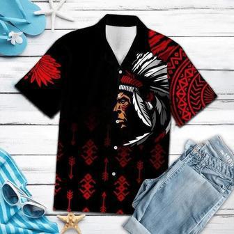 Native American With Hat Of Feathers Black And White Theme Hawaiian Shirt Summer Gifts | Newhawaiianshirts