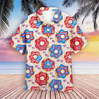 Of July Donuts America Pink And Blue Aloha Hawaiian Shirt Summer Gifts | Newhawaiianshirts DE