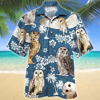 Owl Blue Tribal Pattern Hawaiian Shirt Summer Gifts | Newhawaiianshirts DE