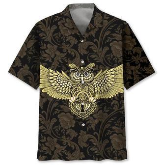 Owl Golden Pattern Hawaiian Shirt Summer Gifts | Newhawaiianshirts UK