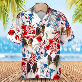 Papillon Flower American Flag Hawaiian Shirt, Summer Aloha Shirt, Men Hawaiian Shirt, Gift For Summer Summer Gifts | Newhawaiianshirts CA