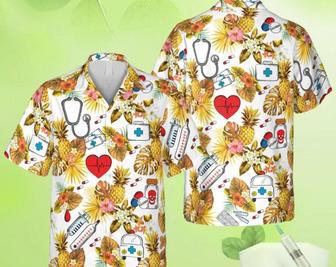 Pineapple Nurse Hawaiian Shirt, Doctor Stethoscope, Pulse Male Clothing, Group Hawaii Shirt Summer, Tropical Beach Shirt Button Down Shirt. Summer Gifts | Newhawaiianshirts CA