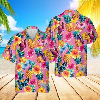 Pink Butterfly Hawaiian Shirt, Gift For Wife Summer Gifts | Newhawaiianshirts UK