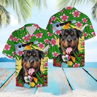 Playful Rottweiler Chilling Summer Party Pattern Hawaiian Shirt Summer Gifts | Newhawaiianshirts DE