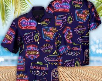 Poker Neon Casino Art - Hawaiian Shirt, Tropical Beach Shirt Button Down Shirt, Funny Hawaiian Shirt, Best Gifts For Men, Hawaiian Set Gift. Summer Gifts | Newhawaiianshirts DE