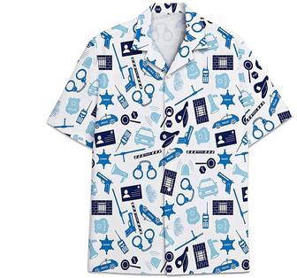 Police Pattern Short Tall Womensmall Hawaiian Shirt, Button Up Aloha Shirt For Men, Women Summer Gifts | Newhawaiianshirts UK