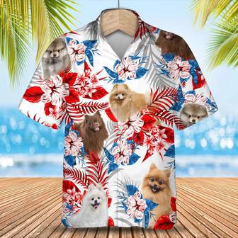 Pomeranian Flower American Flag Hawaiian Shirt, Summer Aloha Shirt, Men Hawaiian Shirt, Gift For Summer Summer Gifts | Newhawaiianshirts CA