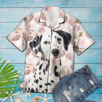 Pretty Seashells And Cute Dalmatian Portrait Pattern Hawaiian Shirt Summer Gifts | Newhawaiianshirts AU