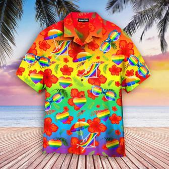 Pride Month Hibicus With Lgbt Flag Hawaiian Shirt, Lgbt Shirt, Lesbian Shirt, Gay Shirt Summer Gifts | Newhawaiianshirts UK