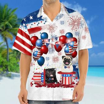 Pug Independence Day Hawaiian Shirt, Dog Hawaii Beach Shirt Short Sleeve For Of July Summer Gifts | Newhawaiianshirts AU