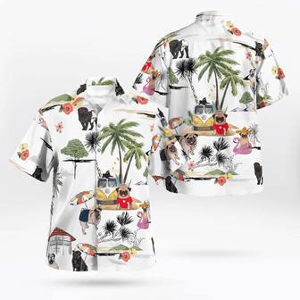 Pug On The Beach Unisex Hawaiian Shirt, Summer Gift, Hawaiian Shirts For Men, Aloha Beach Shirt Summer Gifts | Newhawaiianshirts