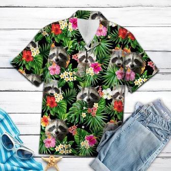 Raccoon Among Vivid Flowers And Leaves Hawaiian Shirt Summer Gifts | Newhawaiianshirts DE