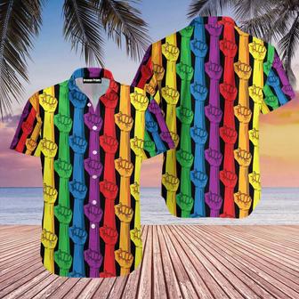 Rainbow Color Lgbt Gay Pride Hand Pattern Hawaiian Shirt Summer Gifts | Newhawaiianshirts AU