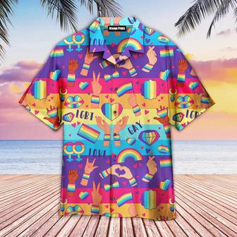 Rainbow Lgbt Rights Symbols Hawaiian Shirt, Lgbt Shirt, Lesbian Shirt, Gay Shirt Summer Gifts | Newhawaiianshirts AU