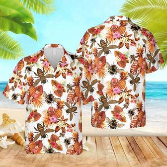 Red And White Bee Hawaiian Shirt, Gift For Beekeeper Summer Gifts | Newhawaiianshirts CA