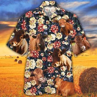 Red Angus Cattle Lovers Green Plaid Pattern Hawaiian Shirt Summer Gifts | Newhawaiianshirts