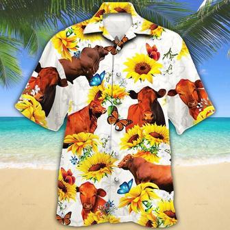 Red Angus Cattle Lovers Sun Flower Hawaiian Shirt Summer Gifts | Newhawaiianshirts AU