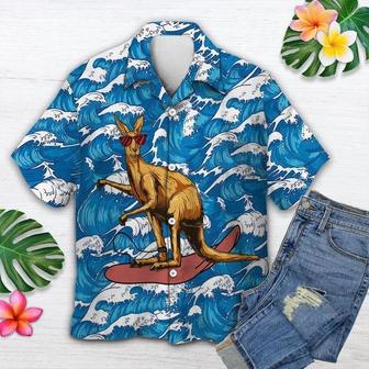 Red Glasses Kangaroo Surfing On Ocean Waves Hawaiian Shirt Summer Gifts | Newhawaiianshirts UK