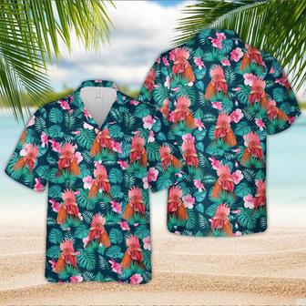 Rooster Blue Floral Summer Hawaiian Shirt Summer Gifts | Newhawaiianshirts UK