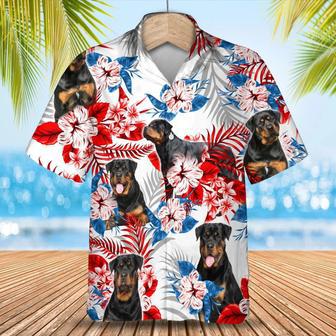 Rottweiler Flower American Hawaiian Shirt, Summer Aloha Shirt, Men Hawaiian Shirt, Women Hawaiian Shirt Summer Gifts | Newhawaiianshirts CA