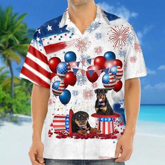 Rottweiler Independence Day Hawaiian Shirt, Dog Hawaii Beach Shirt Short Sleeve For Of July Summer Gifts | Newhawaiianshirts AU