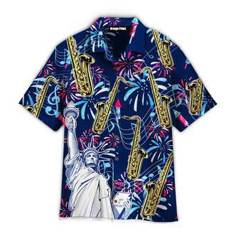 Saxophone Music America Patriot Day Hawaiian Shirt Summer Gifts | Newhawaiianshirts