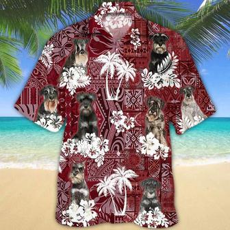 Schnauzer Red Hawaiian Shirt, Gift For Dog Lover Shirts, Men's Hawaiian Shirt, Summer Hawaiian Aloha Shirt Summer Gifts | Newhawaiianshirts UK