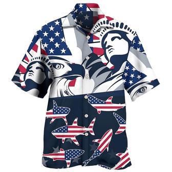 Shark America Independence Day Hawaiian Shirts Summer Gifts | Newhawaiianshirts AU