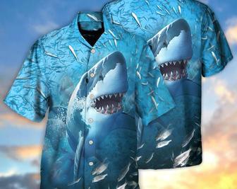 Shark Swims Through Baitfish Shoal - Hawaiian Shirt, Vintage Hawaiian Shirt, Gift For Summer, Gifts For Bachelor Party, Hawaiian Set Gift. Summer Gifts | Newhawaiianshirts AU