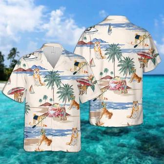 Shiba Inu Summer Beach Hawaiian Shirt, Hawaiian Shirts For Men Short Sleeve Aloha Beach Shirt Summer Gifts | Newhawaiianshirts AU