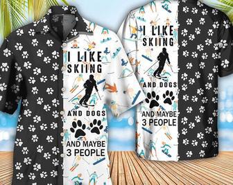 Skiing I Like Skiing And Dogs - Hawaiian Shirt, Beach Party Matching Shirt For Men/Women, Hawaiian Set Gift, Hawaii Shirt Party Summer. Summer Gifts | Newhawaiianshirts